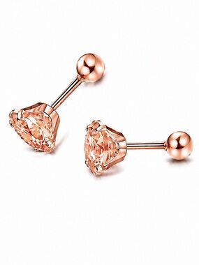 Rose Gold CZ Barbell Earrings 20G 5mm